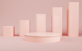 abstrakt minimal Hintergrund. zylindrisch Podium zum Produkt Anzeige auf hell Sahne Farbe Hintergrund im Pastell- Farben foto