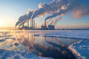 ai generiert Luft Verschmutzung von Branchen Prozess Fachmann Fotografie foto