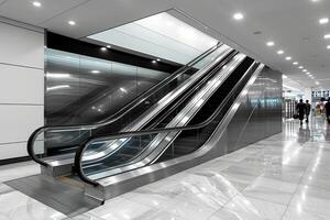 ai generiert Aufzug Rolltreppe ist ziehen um Treppe benutzt wie Transport zwischen Böden oder Ebenen Gebäude Fachmann Fotografie foto