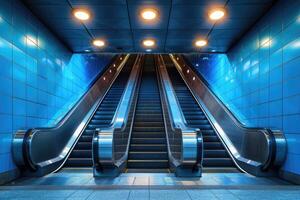 ai generiert Aufzug Rolltreppe ist ziehen um Treppe benutzt wie Transport zwischen Böden oder Ebenen Gebäude Fachmann Fotografie foto