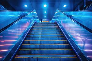 ai generiert Aufzug Rolltreppe ist ziehen um Treppe benutzt wie Transport zwischen Böden oder Ebenen Gebäude Fachmann Fotografie foto