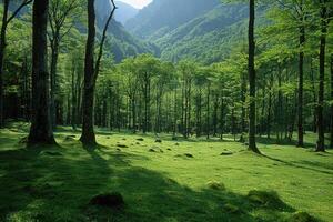 ai generiert hell Frühling Grün Natur Fachmann Fotografie foto