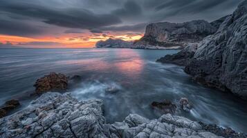 ai generiert Meer Aussicht im lange Exposition foto