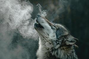 ai generiert Wolf Heulen im Natur foto