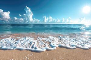 ai generiert Strand Sand mit Ozean Landschaft Fachmann Fotografie foto