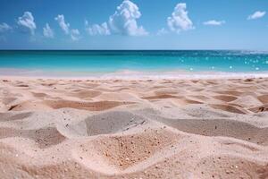 ai generiert Strand Sand mit Ozean Landschaft Fachmann Fotografie foto