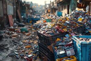 ai generiert das Platz Prozess Recycling elektronisch Komponente Fachmann Fotografie foto