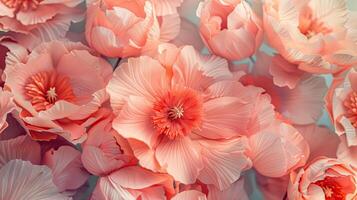 ai generiert Rosa Blumen im zart Papier Ausschnitte foto
