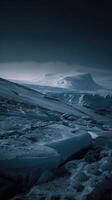 ai generiert Antarktis Gletscher Landschaft beim Nacht foto