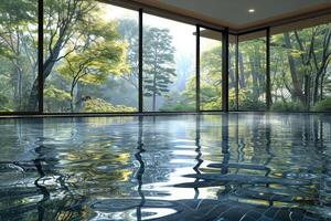 ai generiert Innere Design von ein modern halb Innen- Schwimmbad Inspiration Ideen Fachmann Fotografie foto