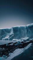 ai generiert Antarktis Gletscher Landschaft beim Nacht foto