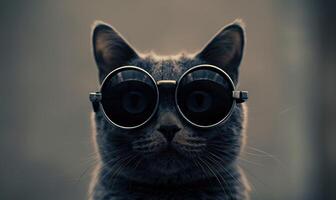 ai generiert Porträt von ein Tabby Katze tragen Sonnenbrille. foto