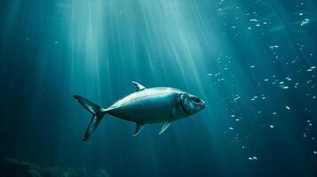 ai generiert groß Fisch Schwimmen im das Ozean foto