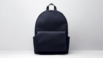 ai generiert Marine Blau Schule Rucksack Tasche isoliert auf Weiß Hintergrund mit Kopieren Raum zum Werbung. ai generiert foto