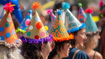 ai generiert Party Hüte bunt und schrullig foto