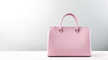 ai generiert Rosa Leder Tasche isoliert auf Weiß Hintergrund mit Kopieren Raum zum Werbung. ai generiert foto