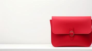 ai generiert rot Crossbody Tasche isoliert auf Weiß Hintergrund mit Kopieren Raum zum Werbung. ai generiert foto