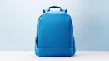 ai generiert Blau Mode Rucksack Tasche isoliert auf Weiß Hintergrund mit Kopieren Raum zum Werbung. ai generiert foto