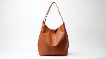 ai generiert braun Hobo Tasche isoliert auf Weiß Hintergrund mit Kopieren Raum zum Werbung. ai generiert foto