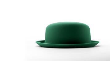 ai generiert Foto von Grün Bowler Hut isoliert auf Weiß Hintergrund. ai generiert