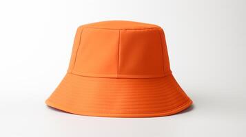ai generiert Foto von Orange Eimer Hut isoliert auf Weiß Hintergrund. ai generiert