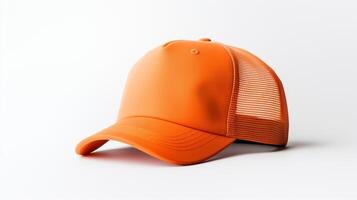 ai generiert Foto von Orange Trucker Deckel isoliert auf Weiß Hintergrund. ai generiert