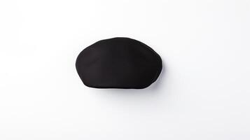 ai generiert Foto von schwarz Baskenmütze Hut isoliert auf Weiß Hintergrund. ai generiert