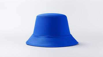 ai generiert Foto von Blau Eimer Hut isoliert auf Weiß Hintergrund. ai generiert
