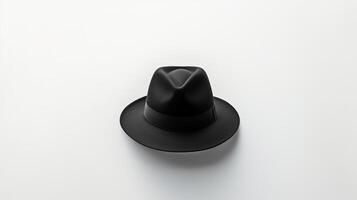 ai generiert Foto von schwarz Fedora Hut isoliert auf Weiß Hintergrund. ai generiert
