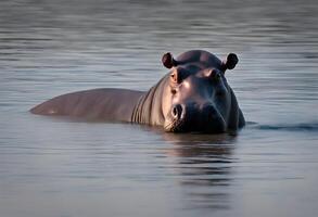 ai generiert ein Aussicht von ein Nilpferd foto