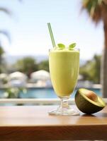 ai generiert Glas von Avocado Smoothie foto