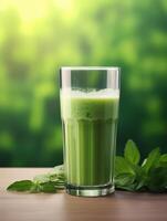 ai generiert ein Glas von Gemüse Smoothie foto