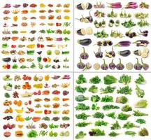Obst- und Gemüsesammlung isoliert auf weißem Hintergrund foto