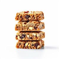 ai generiert Hanf Granola Bar isoliert auf Weiß Hintergrund foto