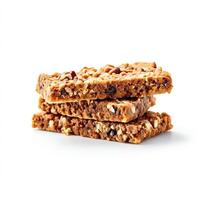 ai generiert Hanf Granola Bar isoliert auf Weiß Hintergrund foto