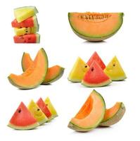 Cantaloupe-Melone und Wassermelone isoliert auf weißem Hintergrund