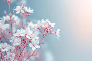 ai generiert zart Frühling Blumen auf Sanft Hintergrund foto