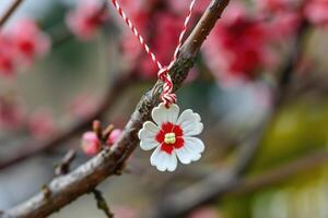 ai generiert rumänisch martisor Symbol von Frühling und gut Glück. foto