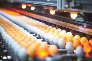ai generiert Ei Produktion und Konsumismus im automatisiert Landwirtschaft. foto