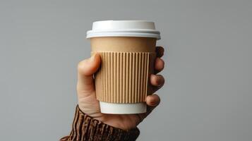 ai generiert Person halten ein Kaffee Tasse foto