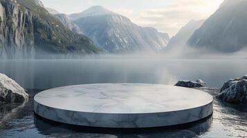 ai generiert Weiß Monument Über Wasser foto