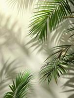 ai generiert Palme Baum Gießen Schatten auf Mauer foto