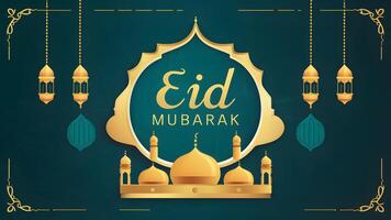 ai generiert islamisch eid Poster Design ausströmend Wärme mit eid Mubarak Gruß foto