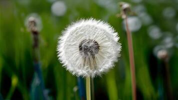 ai generiert Blau abstrakt Löwenzahn Blume Hintergrund mit Sanft Fokus schließen oben foto