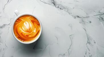 ai generiert ein Tasse von Kaffee mit ein Blume foto