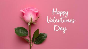 ai generiert Bild glücklich Valentinsgrüße Tag Gruß Karte mit schön Rosa Rose foto