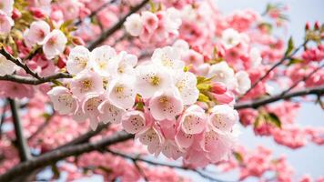 ai generiert voll blühen Sakura Blume Baum isoliert auf Weiß Hintergrund foto