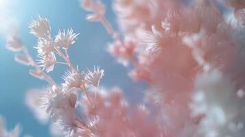 ai generiert zärtlich Blumen- abstrakt Hintergrund mit Frühling Sommer- Feld und Bokeh bewirken foto