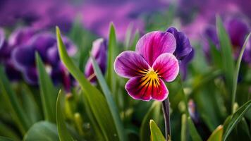 ai generiert schön lila violett Blume, Herrlich Natur im Ultra violett foto