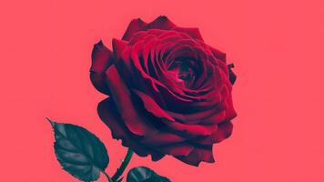ai generiert groß rot Rose Blume isoliert auf Single Weiß Hintergrund foto